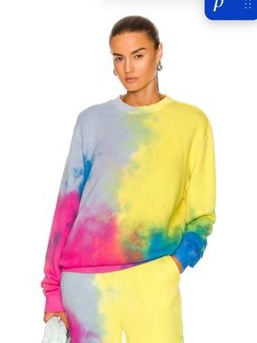 The Elder Statesman NWT cotton cashmere oversized Tie Dye Crewneck Sweatshirt